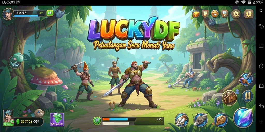 Screenshot utama LUCKYDF menunjukkan aksi petualangan yang seru.