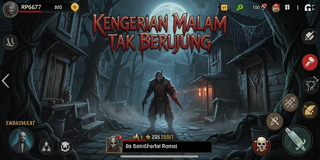 Screenshot utama gameplay Horror menampilkan suasana gelap dan menegangkan.