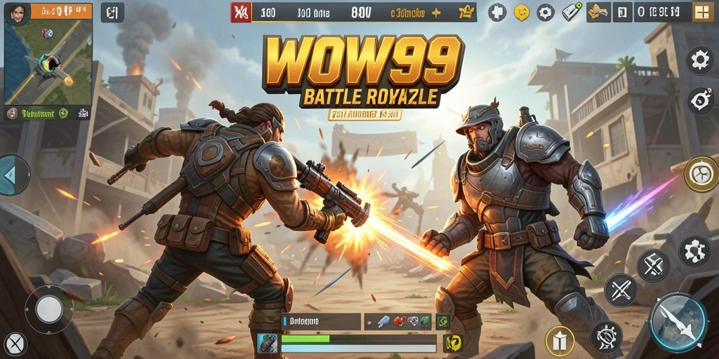 Gameplay WOW99 yang seru di arena Battle Royale.